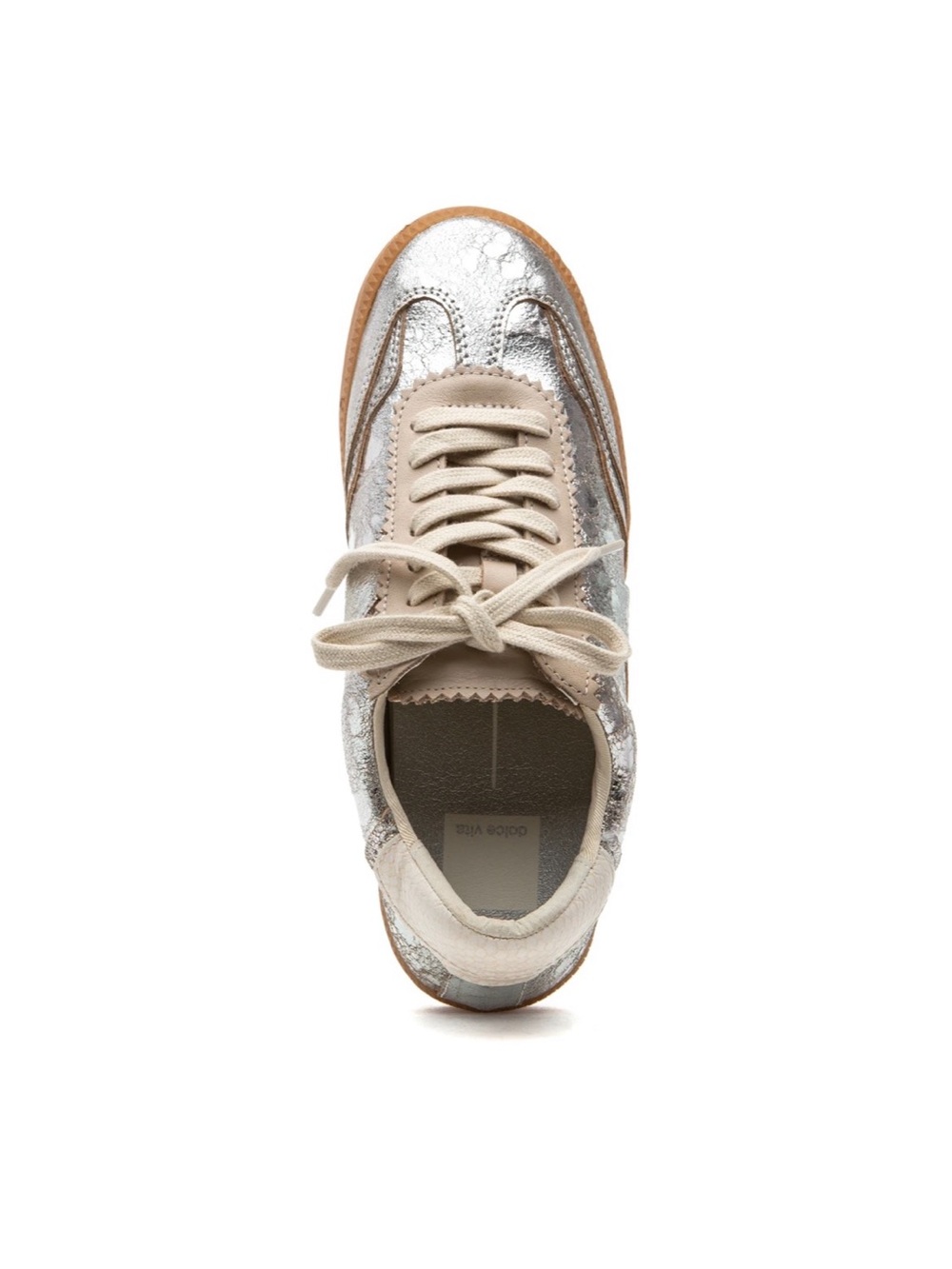 Dolce Vita Notice Metallic Silver and Beige Women's Casual Sneaker size 9.5